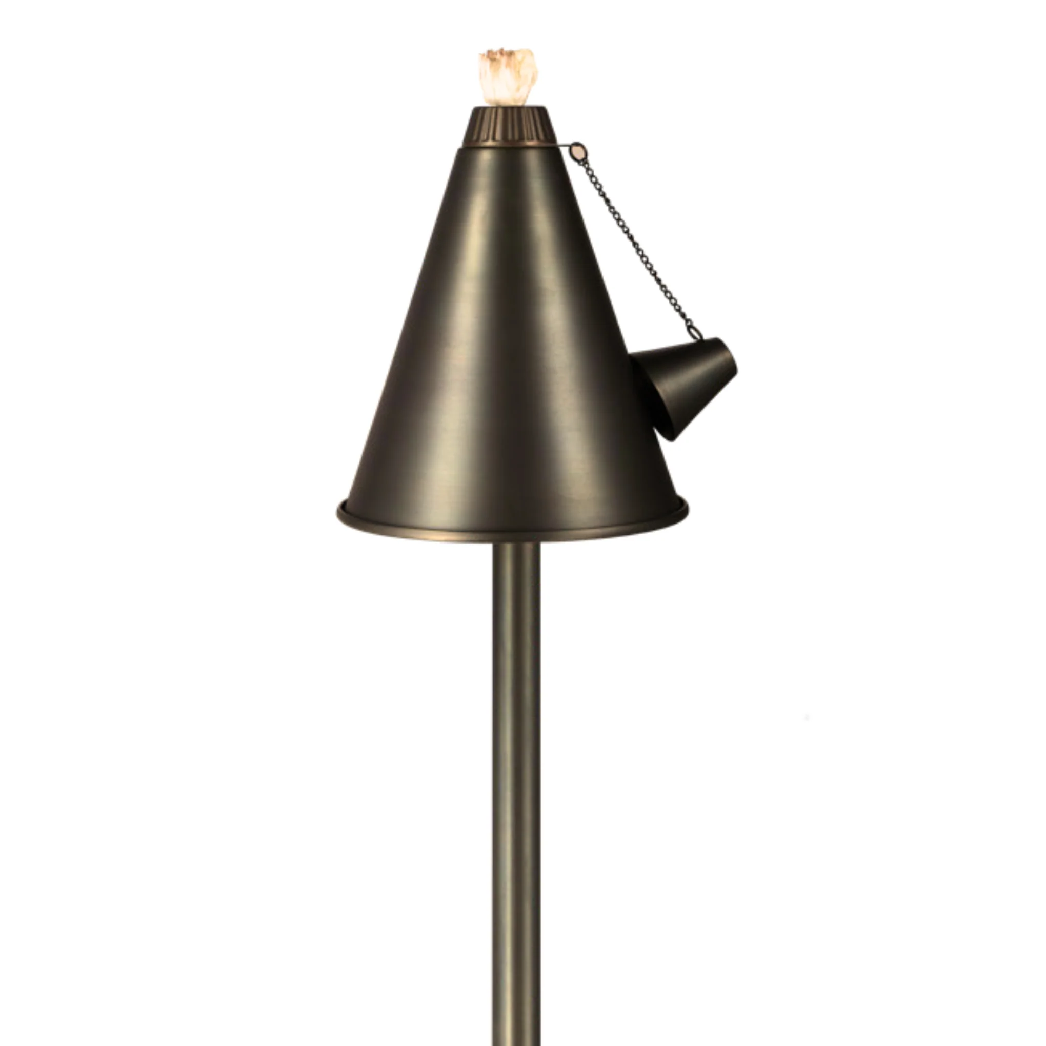 Can you identify the product based on this description: Tiki Torch Light 2in1 - 61"H x 7.63"L x1"W, Brass, Light-Bronze, G4, 72"?