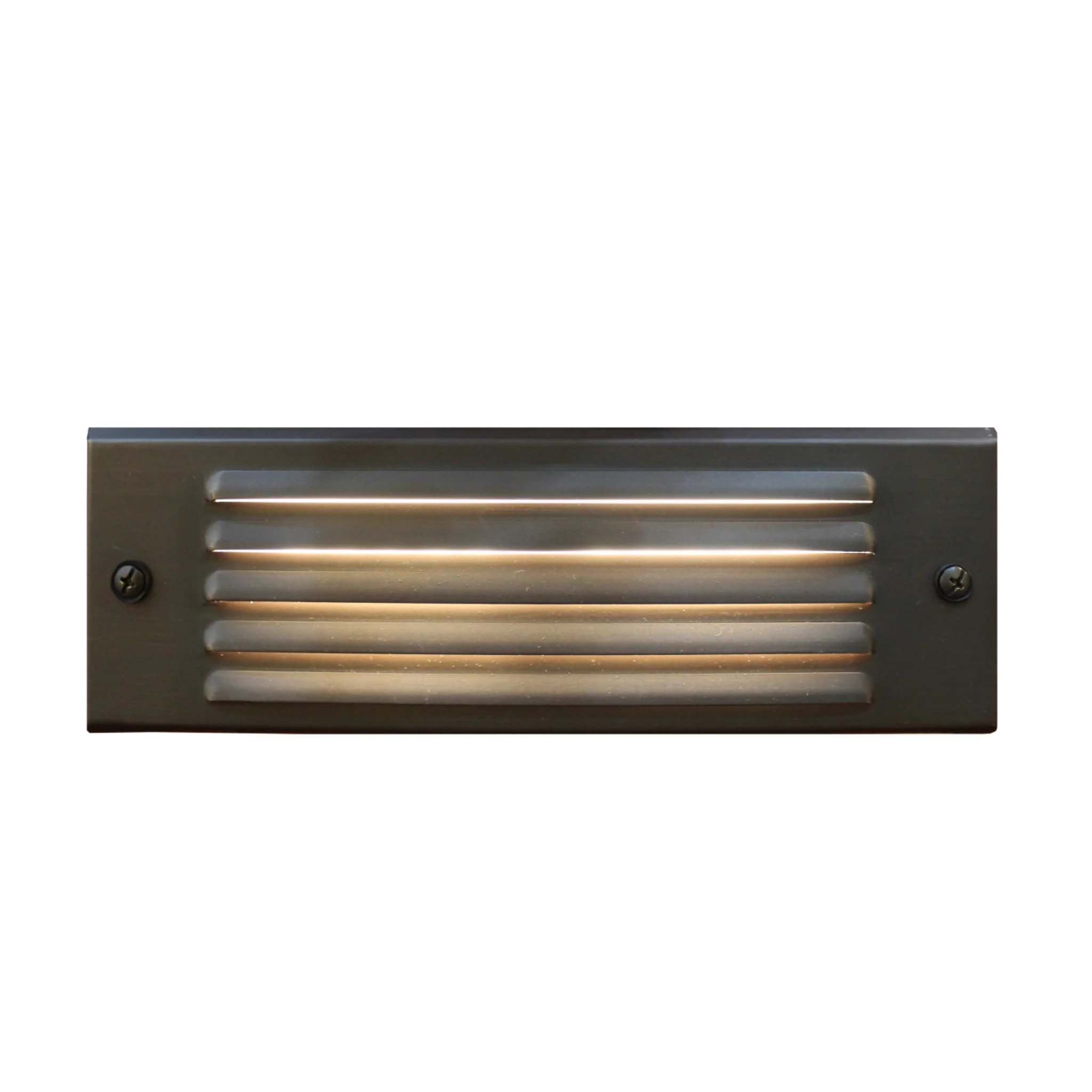 What light do the brass step lights emit in the TopNotch Classic Brass Step & Deck Light?