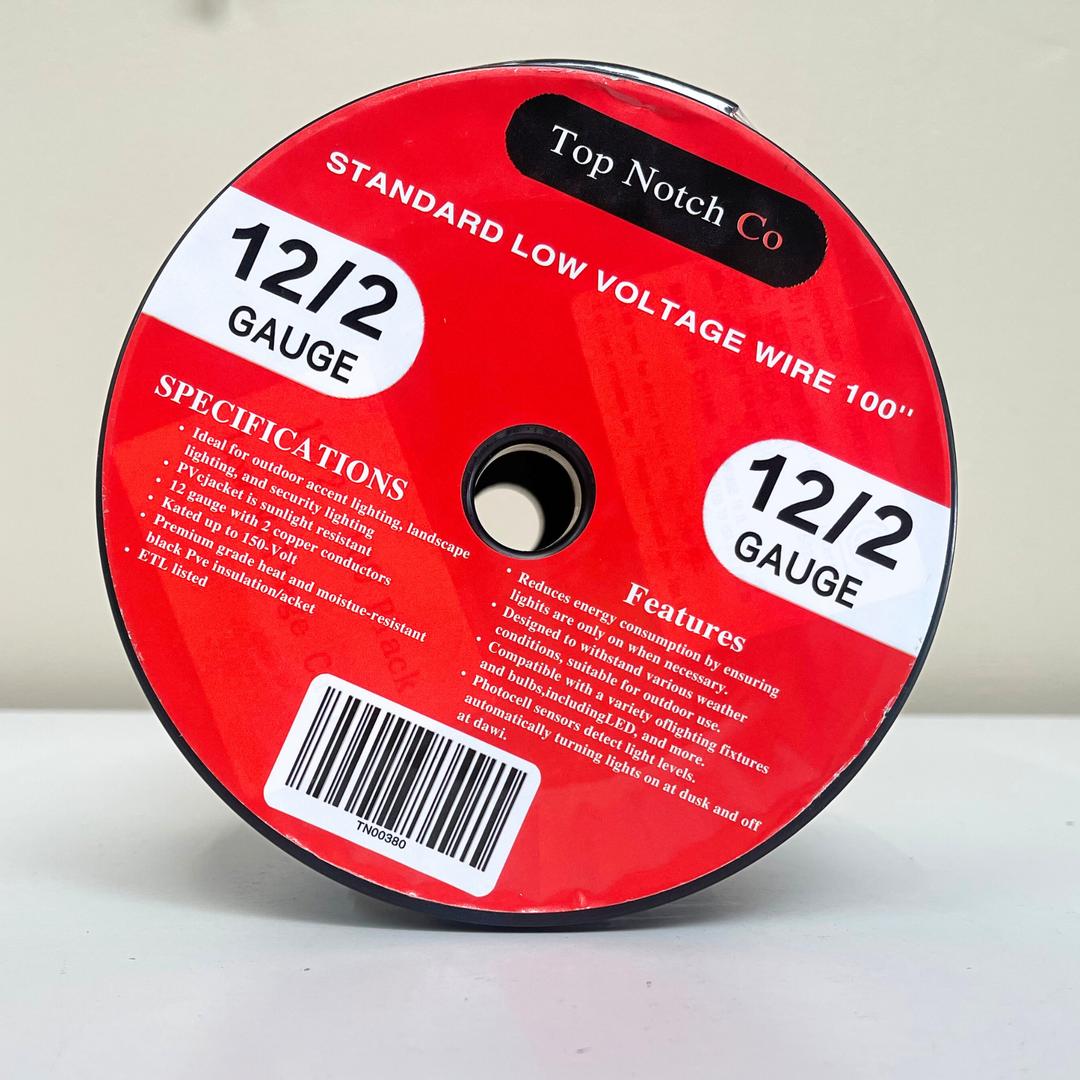 Low Voltage Landscape 12/2 Wire, 12 Gauge 2 Strand,100' Ft Outdoor Direct Burial Landscape Lighting Cable for Spotlights, Path Lights, Well lights(12v UL Listed)
