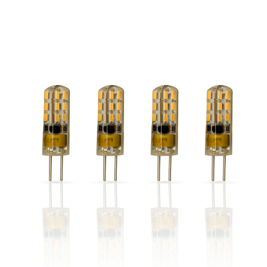 TopNotch™ T3 LED Bulb 1.5Watt, 3000K, 4-pack, 12v, Silicone Potted, Bi-pin G4 base, Weatherproof, Dimmable, CRI: 95+, GeTⓇ,9-17VAC, 1.5w