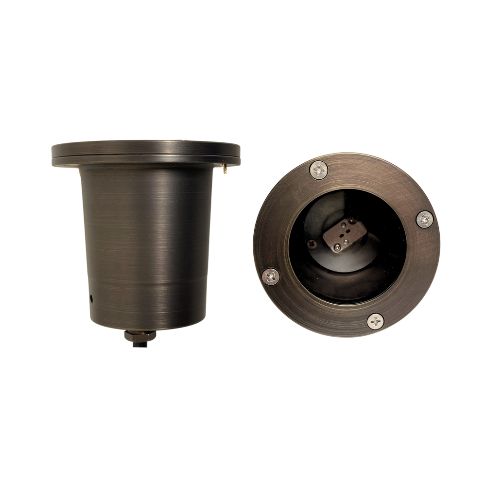 Top Notch In-Ground Well Light Fixture with Solid Brass Cover (Flat), Oil Rubbed Bronze Finish