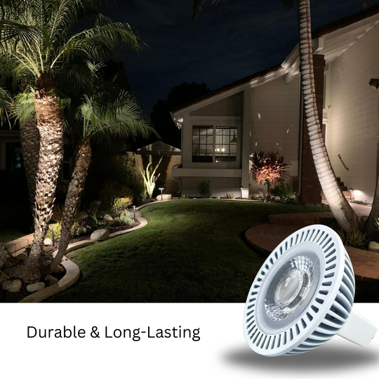 Luxe MR16 LED Bulb 2700k/3000k w/TP 12v-Dimmable-Watts 3,4,5,6,7-CRI (85+)-Beams 38°,60°,45° (50000k hrs) Weatherproof, Gu5.3, Bi-pin, 720 Lumens