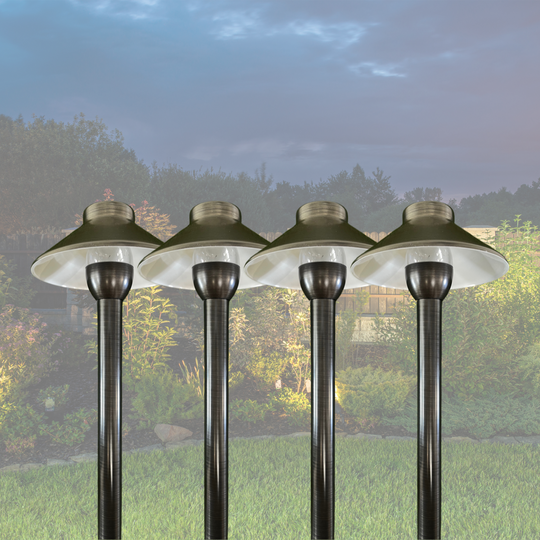 Top Notch Outdoor Pathway Lights (4 Pack) - Premium Outdoor Landscaping Lighting for Paths, Driveways, Grounds, and Landscapes - Waterproof, Weatherproof, Wired Cast Brass LED Area Lights (Antique Bronze)