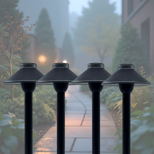 Top Notch Outdoor Pathway Lights (4 Pack) - Premium Outdoor Landscaping Lighting for Paths, Driveways, Grounds, and Landscapes - Waterproof, Weatherproof, Wired Cast Aluminum LED Area Lights (Black)