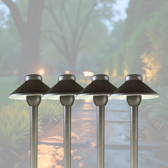 Top Notch Outdoor Pathway Lights (4 pack) - Premium Outdoor Landscaping Lighting for Paths, Driveways, Grounds, and Landscapes - Waterproof, Weatherproof, Wired Cast Aluminum LED Area Lights (Bronze)