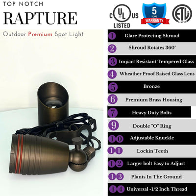 Top-Notch™ Rapture - 12V Low Voltage Directional Uplight Outdoor LED Landscape Light Fixture - Top Notch Landscape Lighting Top Notch Landscape Lighting