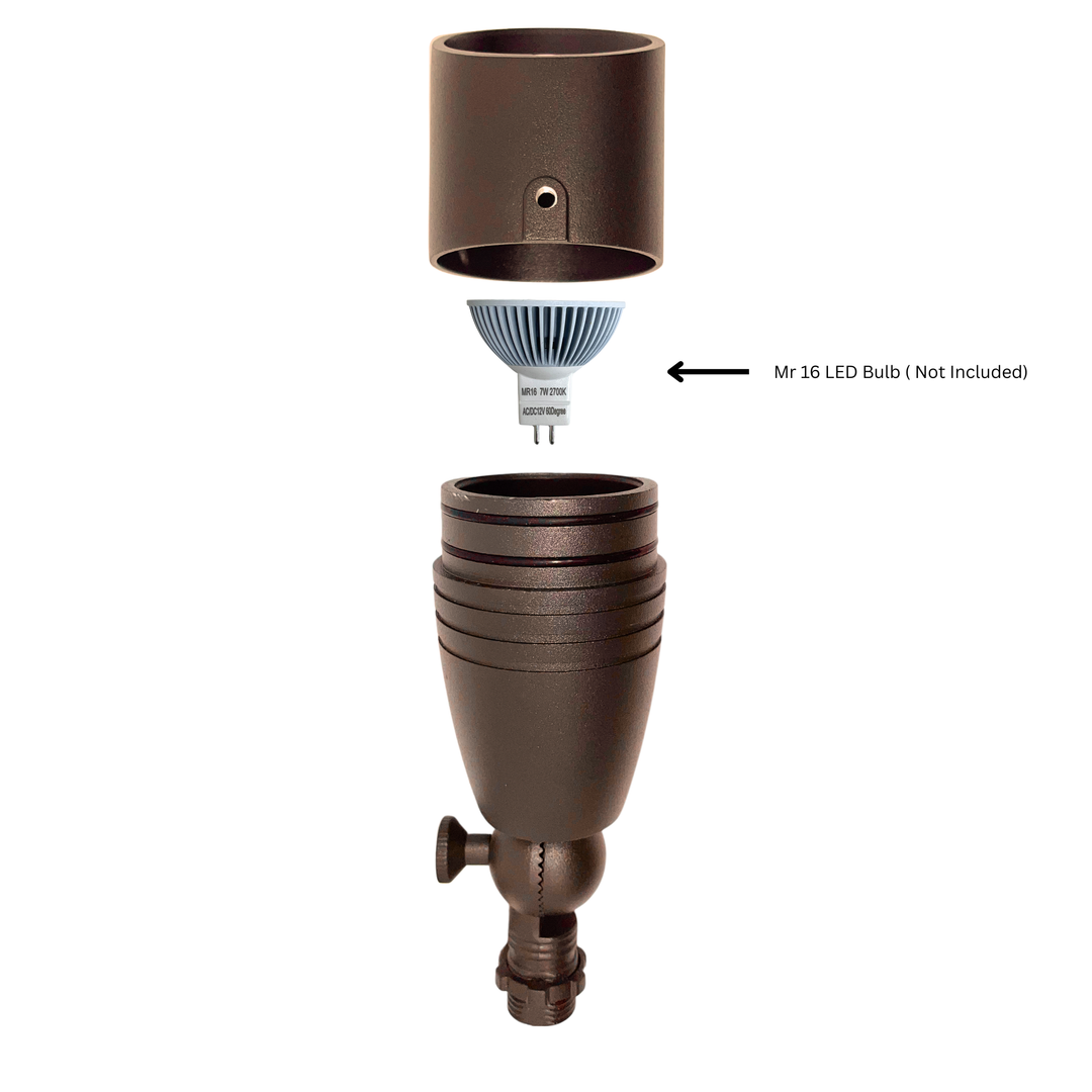 Top Notch Co Solid Aluminum Outdoor Landscape Spotlight (4 Pack) 12V Heavy Duty Low Voltage LED Spot Light Waterproof for Garden and Yard Up Lighting, Bronze, Fixture Without Bulb