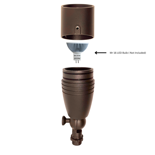 Top Notch Co Solid Aluminum Outdoor Landscape Spotlight (4 Pack) 12V Heavy Duty Low Voltage LED Spot Light Waterproof for Garden and Yard Up Lighting, Bronze, Fixture Without Bulb