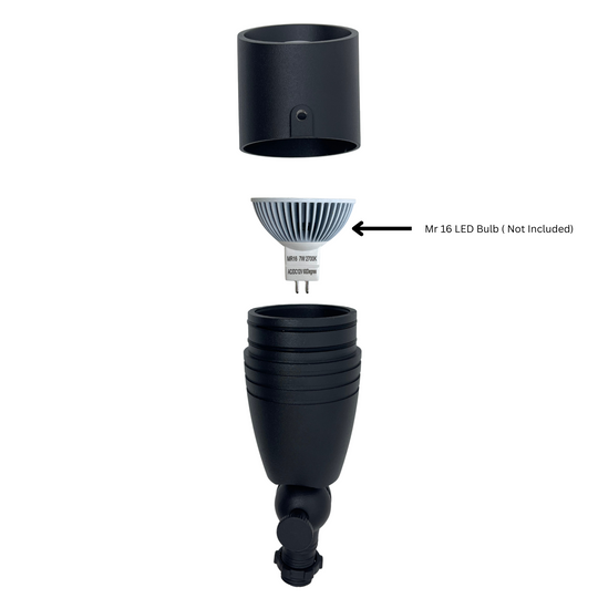 Top Notch Outdoor Spotlights (4 Pack)- Premium Outdoor Landscape Lighting for Driveways, Security, and Landscaping - Adjustable, GU5.3 Bi-pin, Nickel Contacts, Weatherproof, Wired 12v Cast Brass LED Area Lights (Aluminum Black)