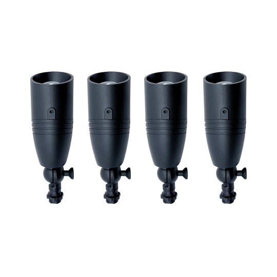 Top Notch Outdoor Spotlights (4 Pack)- Premium Outdoor Landscape Lighting for Driveways, Security, and Landscaping - Adjustable, GU5.3 Bi-pin, Nickel Contacts, Weatherproof, Wired 12v Cast Brass LED Area Lights (Aluminum Black)