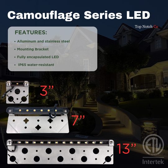 Top Notch Ledge Light (Integrated) 9-17V ac/dc LED Landscape Outdoor Light 2700k/3000k - W/Stainless Steel Mounting Bracket