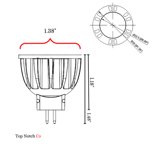 Mr11 LED 2.5W, 9-17VAC, 210lm, 2700K, 38deg, Gu4.0, Aluminum, Weather-Proof Ip67-Top Notch