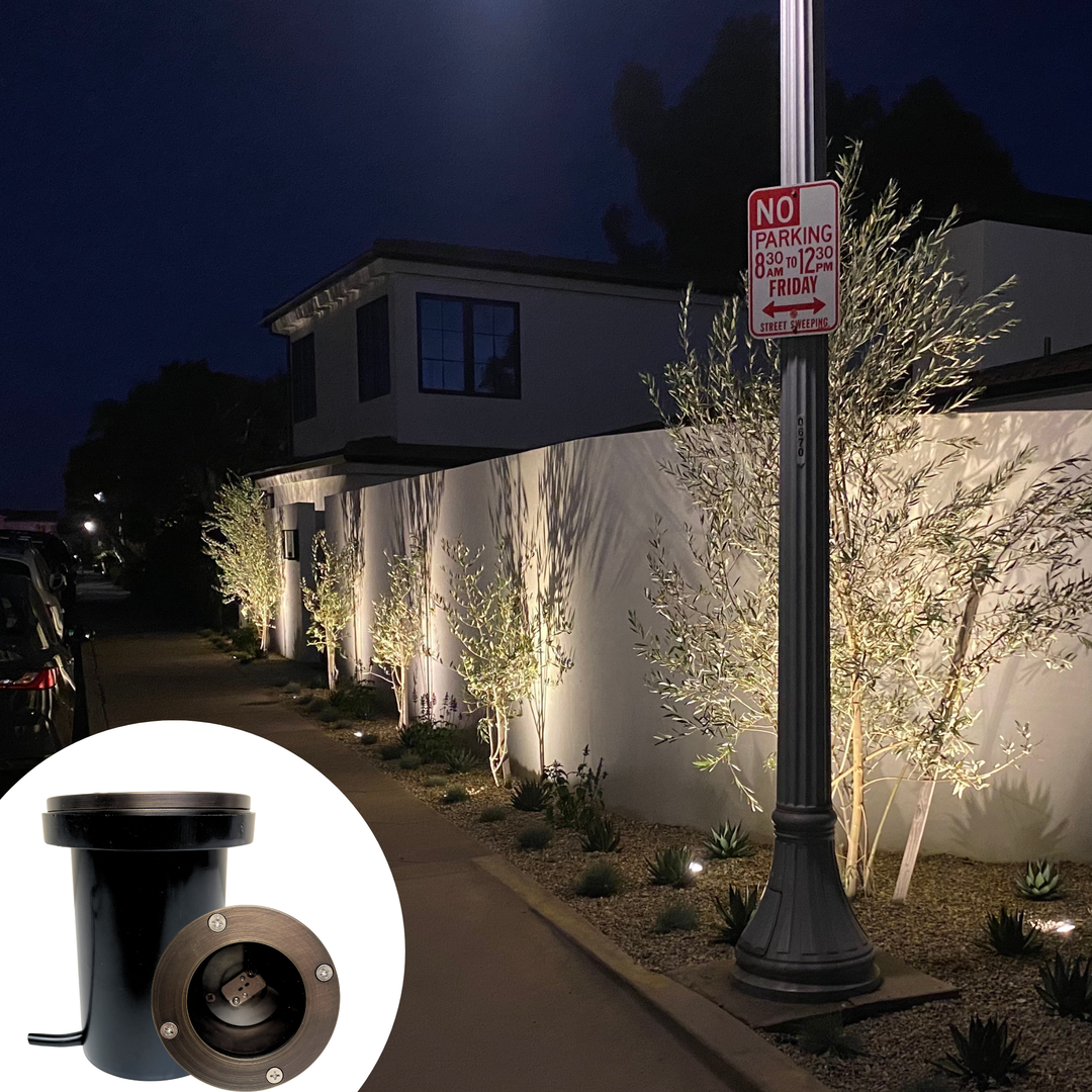Top Notch In-Ground Well Light Fixture with Solid Brass Cover (Flat), Oil Rubbed Bronze Finish