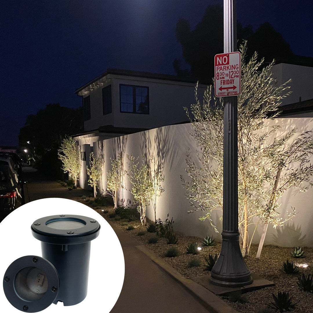 Top Notch In-Ground Well Light Fixture, Black Finish, Halogen and LED Bulb Compatible, Outdoor Landscape Lighting