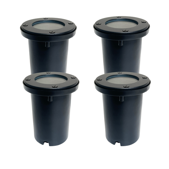 Top Notch In-Ground Well Light Fixture, Black Finish, Halogen and LED Bulb Compatible ( 4 Pack)