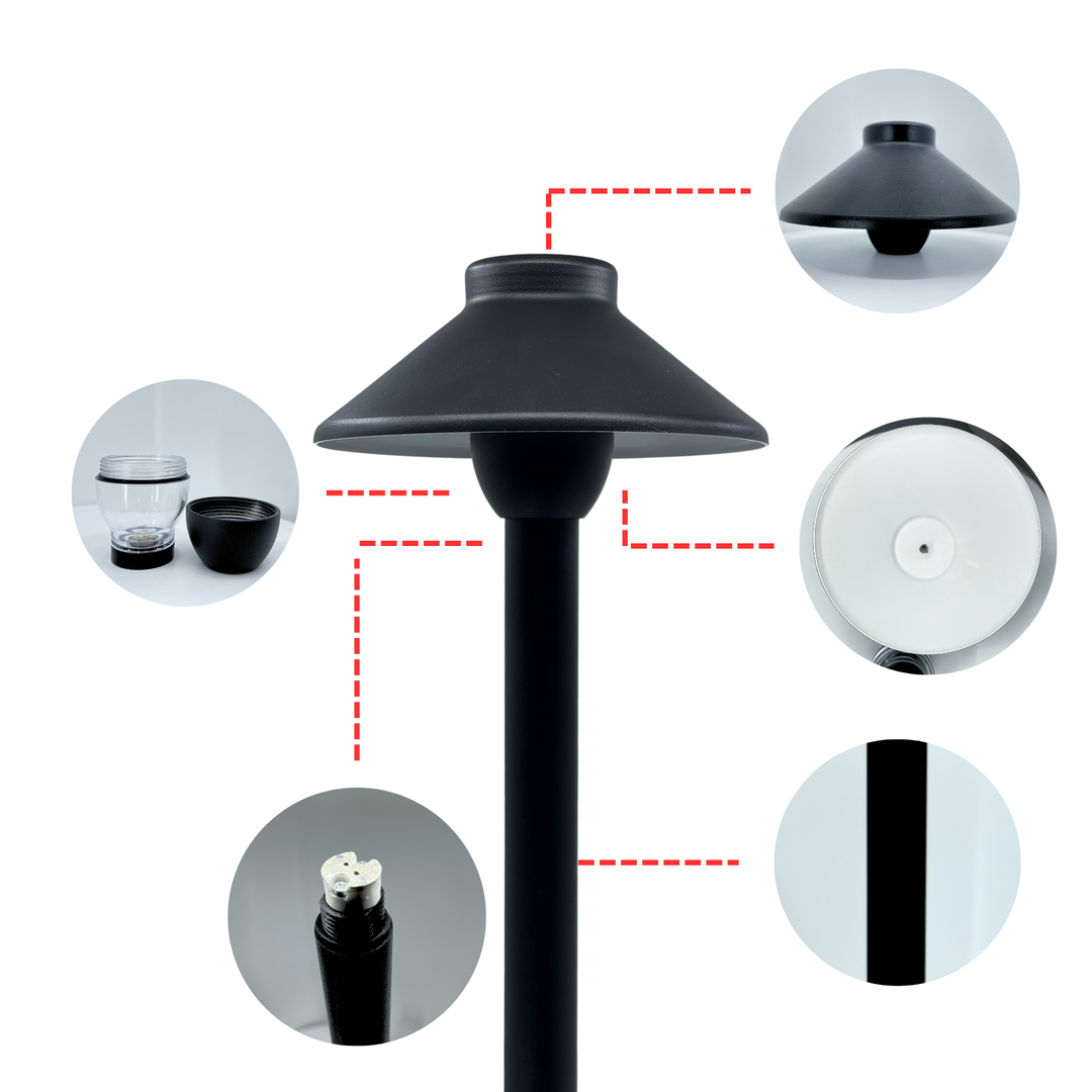 Top Notch Outdoor Pathway Lights - Premium Outdoor Landscaping Lighting for Paths, Driveways, Grounds, and Landscapes - Waterproof, Weatherproof, Wired Cast Aluminum LED Area Lights (Black)