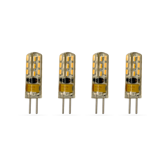 TopNotch™ T3 LED Bulb 1.5Watt, 2700k, 4-pack, 12v, Silicone Potted, Bi-pin G4 base, Weatherproof, Dimmable, CRI: 95+, GeTⓇ,9-17VAC, 1.5w.