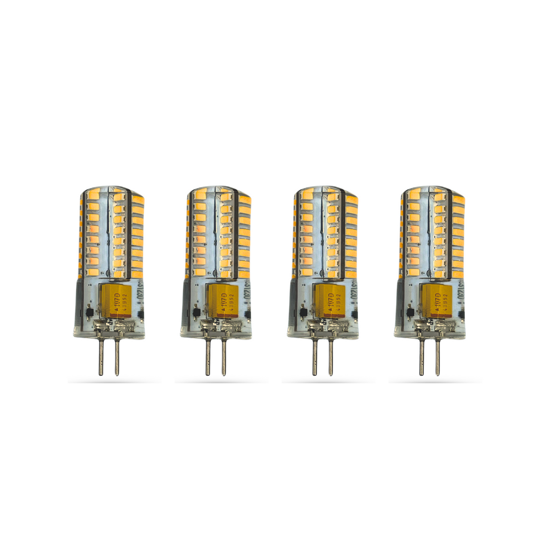 TopNotch™ T3 LED Bulb 3.5Watt, 3000k, 4-Pack, 12v, Silicone Potted, Bi-pin G4 base, Weatherproof, Dimmable, CRI: 95+, GeTⓇ,9-17VAC, 3.5w.