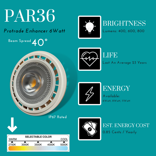 Top-Notch™ LED PAR36 40° 2700K Bulb (30W,60w,80w, Halogen Replacement) - Top Notch Landscape Lighting Top Notch Landscape Lighting